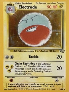Pokémon TCG Electrode Jungle 2/64 Holo Unlimited Holo Rare 90 HP Card HP 1999!